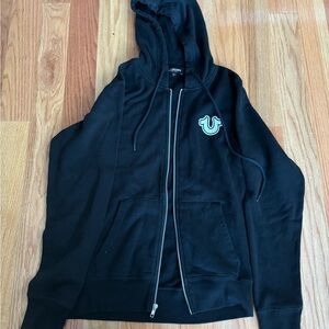 True religion black zip up hoodie